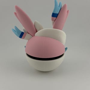 Sylveon Pokeball 3D Printed Display | Handmade Pokémon Collectible Decor | Anime Gaming Shelf Gift image 4