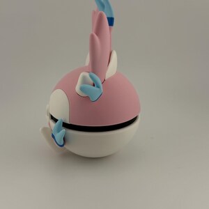 Sylveon Pokeball 3D Printed Display | Handmade Pokémon Collectible Decor | Anime Gaming Shelf Gift image 2