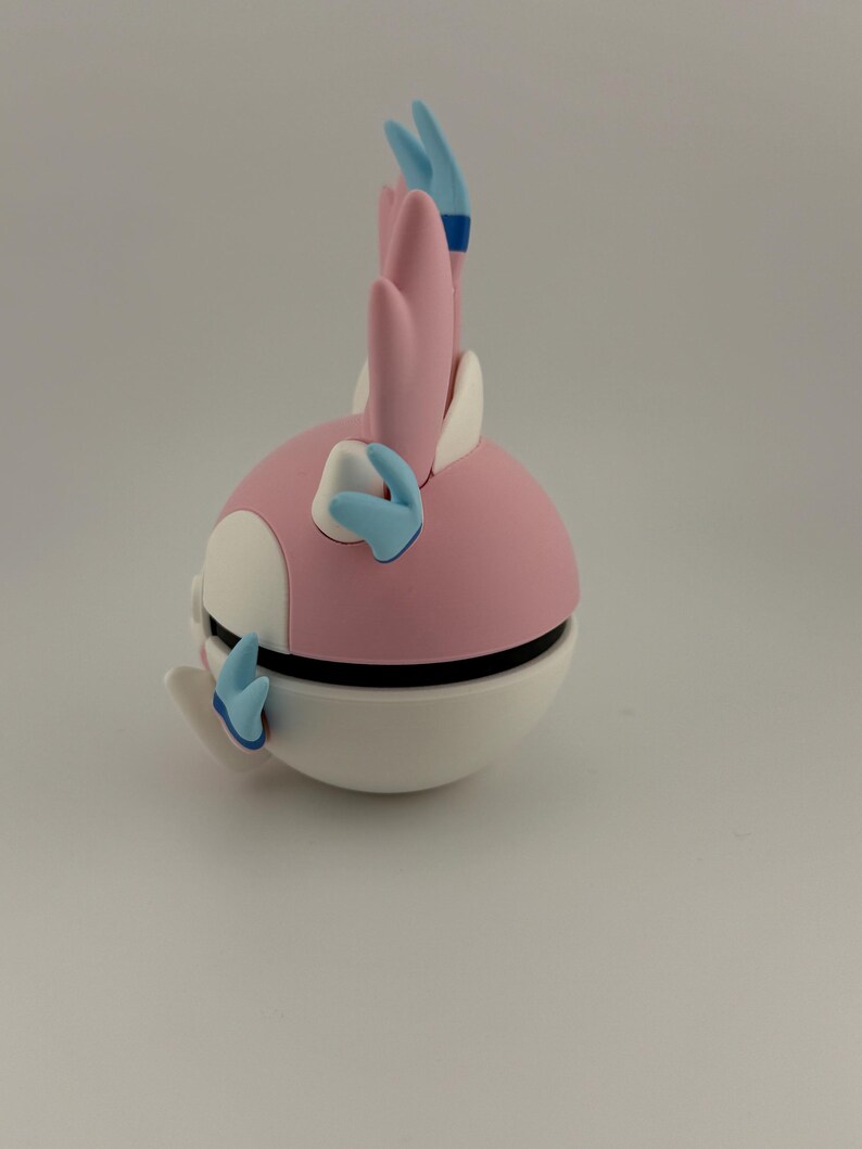 Sylveon Pokeball 3D Printed Display | Handmade Pokémon Collectible Decor | Anime Gaming Shelf Gift image 2