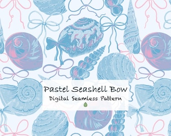 Pastell Muschel Schleife Muster: Digitales Papier (PNG, JPG)