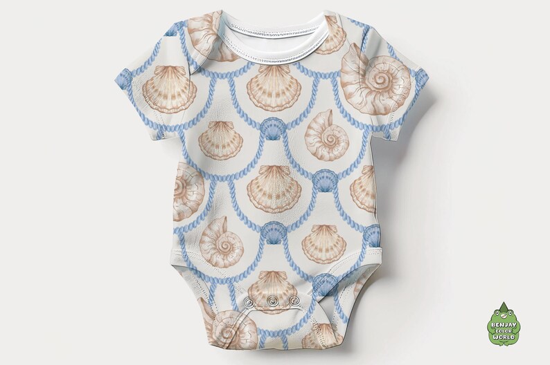 Shells Spiral Harmony Seamless Pattern File, Beachy Seamless Pattern ...