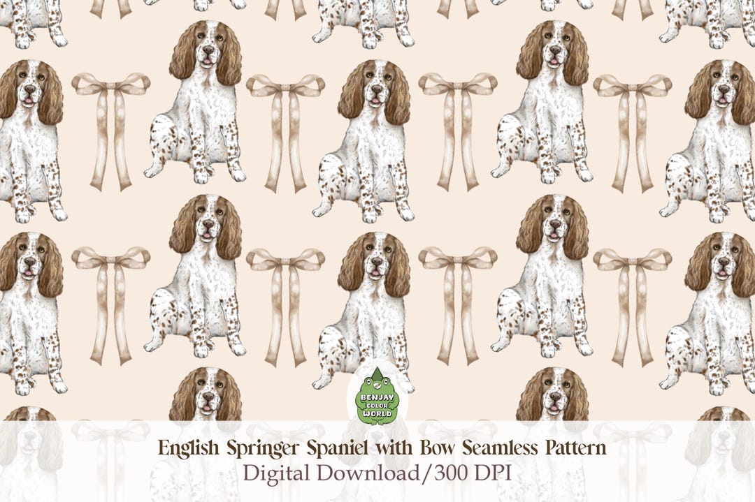 Springer Spaniel Pattern Watercolor English Springer Spaniel Seamless Pattern File,english ...