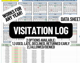 Visitation Log Data Sheet- Works for Any Year!