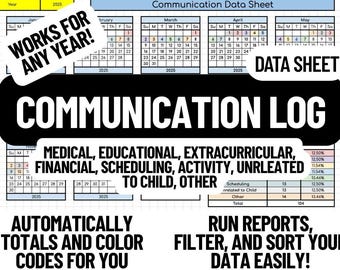 Communication Log Data Sheet- Works for Any Year!