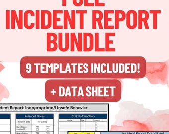 Incident Report BUNDLE (Data Sheet AND Templates)