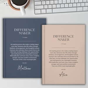 Journal de créateur de différence, cadeaux personnalisés pour collègues, cadeau de définition de créateur de différence, cadeau d'appréciation du patron, cadeau d'anniversaire d'un collègue