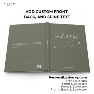 Personalized Bucket List Journal, Custom Anniversary Gift for Couples, 1st Anniversary Gift for Wife or Husband, Newlywed Adventure Book image 7