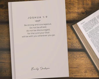 Custom Bible Verse Journal, Personalized Name Christian Notebook, Bible Study, Prayer Book, Scripture Faith Gifts for Mothers Day