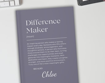 Difference Maker Journal Personalized Gifts for Coworkers, Gift for Employee, Leader Mentor Boss Appreciation Gift, Office Staff Gift