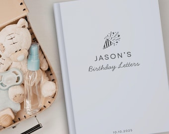 Birthday Letters Keepsake Journal Personalized, Birthday Memory Book, Baby Shower Gift for New Mom, Custom Name Notebook Toddler Kids