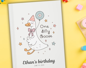 Personalized 1st Birthday Guest Book, One Goose First Birthday Guestbook, Goose Theme Bday Party Decor, Custom Baby Memory Keepsake