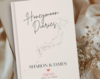 Personalized Honeymoon Diaries Journal, Custom Names & Destination, Wedding Keepsake Book, Couple Travel Memory Notebook, Newlywed Gift
