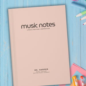 Personalized Music Notes Journal, Custom Music Teacher Gift, Music Notebook, Musician Gifts, Piano, Guitar, or Violin Teacher Appreciation