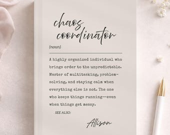 Personalized Chaos Coordinator Notebook, Custom Name Funny Coworker Gift, Work Notebooks, Office Gifts for Colleagues, Work Gifts
