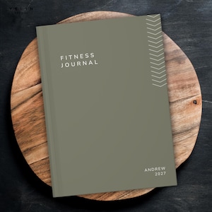 Personalized Fitness Journal, Custom Name Workout and Meal Prep Planner, New Year Resolution Diary, Exercise Notebook Gift
