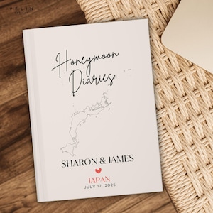 Personalized Honeymoon Diaries Journal, Custom Names & Destination, Wedding Memory Keepsake Book, Couple Travel Notebook, Newlywed Gift