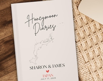 Personalized Honeymoon Diaries Journal, Custom Names & Destination, Wedding Memory Keepsake Book, Couple Travel Notebook, Newlywed Gift