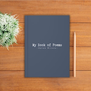 Gepersonaliseerde poëziedagboek, notitieboek aangepaste naam poëzie, cadeaus voor dichter, kerstcadeaus voor schrijvers, leeg gedichtenboek minimalistisch