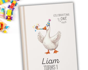 Personalized 1st Birthday Guest Book, One Goose First Birthday Guestbook, Goose Theme Party Decorations, Custom Baby Memory Keepsake