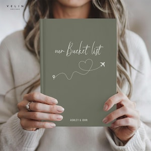 Personalized Bucket List Journal, Custom Anniversary Gift for Couples, 1st Anniversary Gift for Wife or Husband, Newlywed Adventure Book image 1