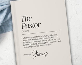 Diario Pastor Personalizado, Regalo de Agradecimiento Pastoral con Nombre Personalizado, Regalos de Agradecimiento Pastoral, Regalo de Ordenación Pastoral, Regalo de Graduación Pastoral