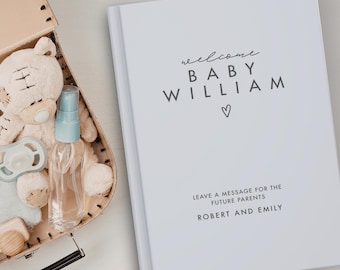Baby Shower Guest Book, Welcome Sign In Book, Advice for Parents, Custom Wishes for Baby Keepsake