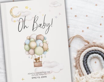 Personalized Baby Shower Guest Book, Wishes for Baby, Baby Shower Decor, Custom Watercolor Guestbook, Keepsake Memory Book for Parents to Be