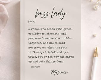 Personalized Boss Lady Journal, New Business Owner Gift, Gift for Female Manager, Birthday Gift for Her, Bosses Day Gift, Women Boss Gifts