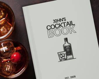 Cocktail Recipe Book, Bar Recipes Book, Custom Bartender Gift, Mixology Gifts, Personalized Name Cocktail Journal, Cocktail Binder, Bar Cart