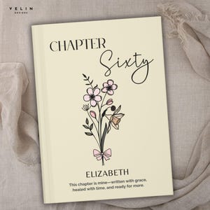 Personalized Chapter 60 Journal With Custom Name, 60th Birthday Gift for Her, Birth Month Flower Notebook, Milestone Keepsake Gift for Women