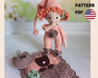 Amigurumi Betsi Doll Crochet Pattern: Goodnight Set (PDF Tutorial in English)