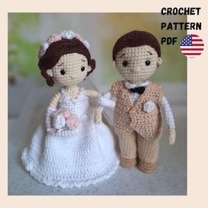 Amigurumi Braut und Bräutigam Häkelmuster Hochzeit Häkelpuppe PDF Englisch Tutorial