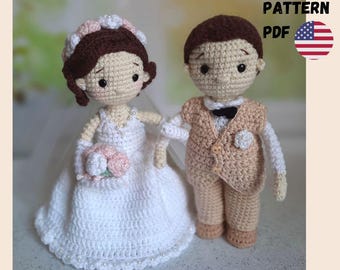Amigurumi Bride and Groom Pattern Wedding Crochet Doll PDF Tutoriel en anglais