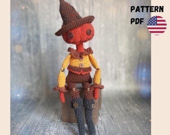 Crochet Pattern Amigurumi Mr Pumpkin Digital PDF, Spooky Mr. Pumpkin Halloween PDF English Tutorial, Halloween decor