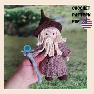 Amigurumi The Old Wizard crochet doll pattern, Old Man Toy pdf English Tutorial