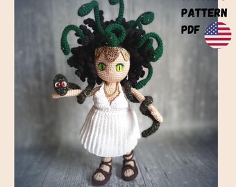 Crochet Doll Amigurumi Pattern Medusa Gorgon, PDF Pattern, English Tutorial