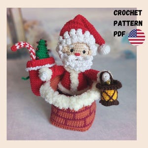 Amigurumi Santa Claus Climbing on Chimney Crochet Pattern Christmas In Chimney PDF English Tutorial