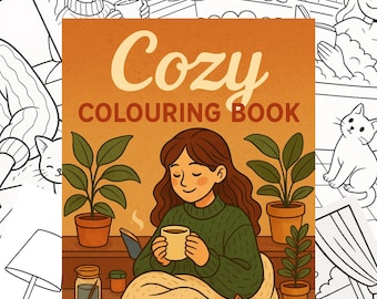 Cozy Coloring Book for Adults – Printable Relaxing Activity – Hygge-Inspired PDF Download