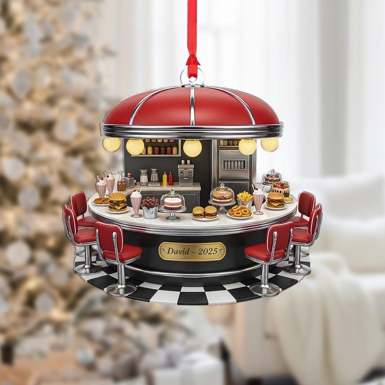 Personalized Diner Ornament: Retro Restaurant Scene Decoration With ...