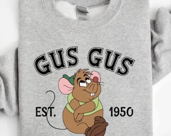 Retro Gus Gus Mouse Crewneck | Fairy Tale Character Sweater | Est. 1950 Vintage Pullover