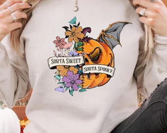 Sorta Sweet Sorta Spooky Halloween Sweatshirt - Pumpkin Fall Sweater
