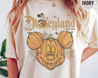 Retro Disneyland Halloween Shirt: Mickey Mouse Pumpkin Design