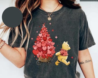 Comfort Colors® Valentine's Day Winnie the Pooh Shirt, Heart Balloon Winnie the Pooh T-Shirt, Disney Valentine's Day Shirt, Lover Gift