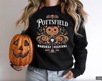 Pottsfield Harvest Festival Sweatshirt: Vintage Cartoon, Spooky Season