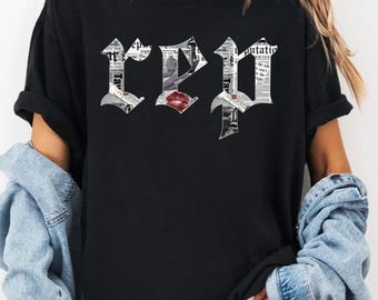 Vintage Newspaper Inspired Shirt, Dark Graphic Tee, Comfort Colors Shirt, Music Fan Gift, Concert Outfit, Eras Inspired Tee, Gift for Her