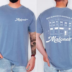 Comfort Colors® Malone's Bar Two-sided Shirt, Hockey Romance Tee, Best Burgers Hastings MA Tshirt, Bookish Gift Bild 5