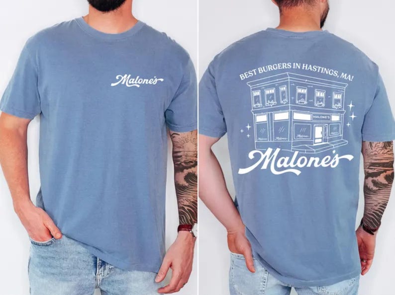 Comfort Colors® Malone's Bar Two-sided Shirt, Hockey Romance Tee, Best Burgers Hastings MA Tshirt, Bookish Gift Bild 5