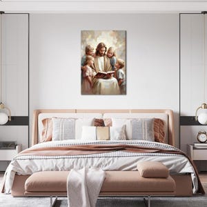 His Words, Christian Painting, Jesus with Children, Jesus Teaching Kids, LDS Art, Bible Painting, Catholic Art, Mormon Art, Christian Prints