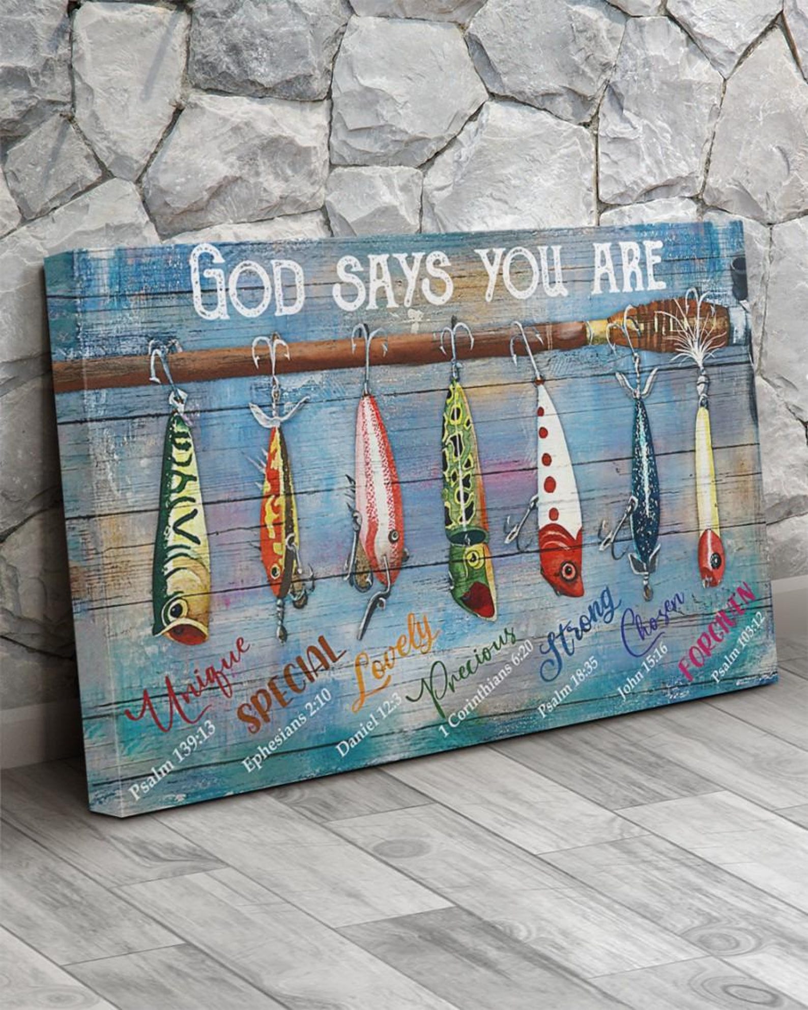 Fishing Lures Canvas Art: God Says You Are - Inspirational Scripture - Etsy