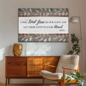 Venez, Seigneur Jésus, soyez notre invité, impression sur toile | Décoration d'intérieur chrétienne inspirante | Art mural Cadeaux bénis | Art mural religieux